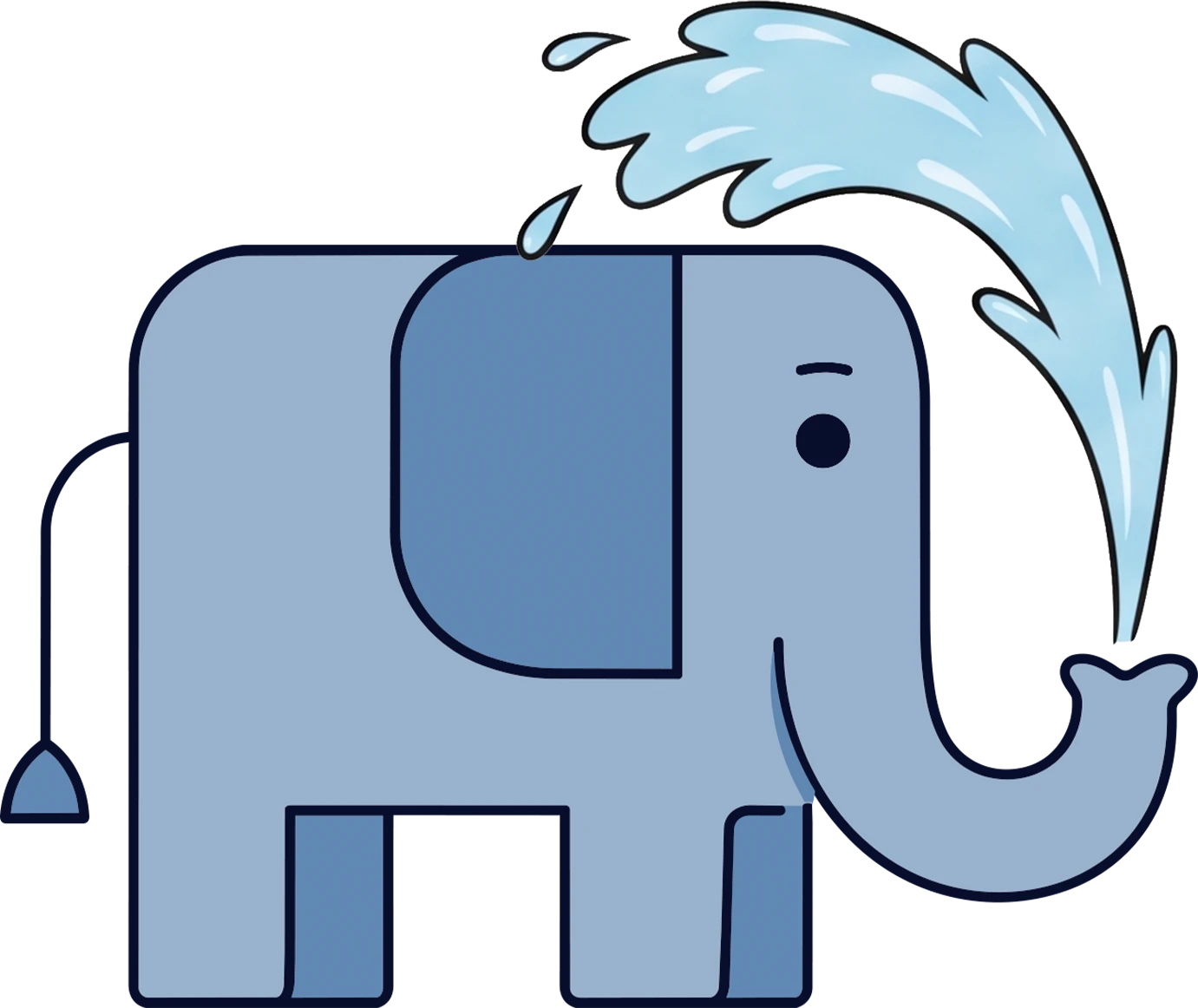 Nelly the elephant spraying an arc of water from her trunk